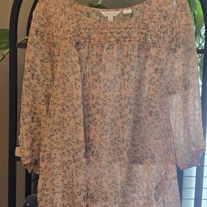 Womens Blouse, Lightweight 3/4 Sleeves Summer Spring Flowy Peasant Casual  Dress